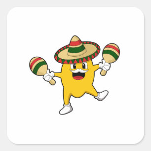 Mango as Musician with Maraca Square Sticker