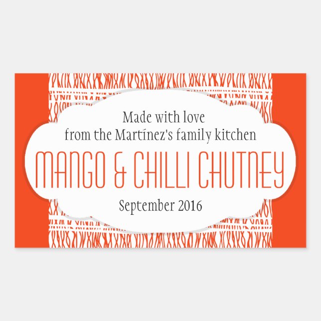 Mango & Chilli Chutney orange food label sticker (Front)