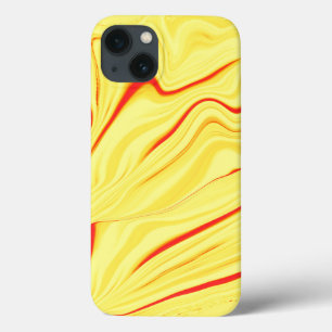 Mango cream, with curved coral or red stroke iPhone 13 case