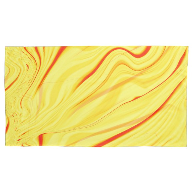 Mango cream, with curved red or coral stroke pillowcase (Front-Left)