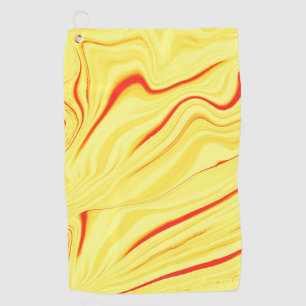 Mango cream with red or coral curved stroke golf towel