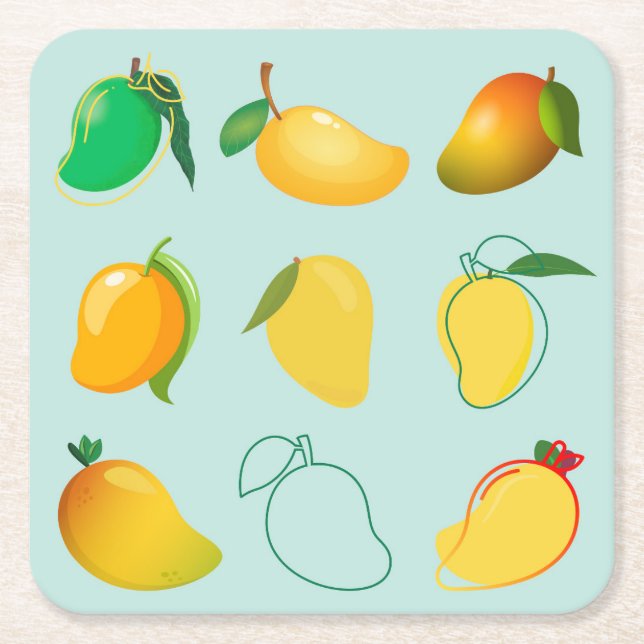  Mango Fresh Square Paper Coaster (Front)