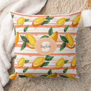 Mango Fruit Pattern with Green Leaves Cushion