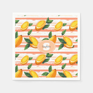 Mango Fruit Pattern with Green Leaves Napkin