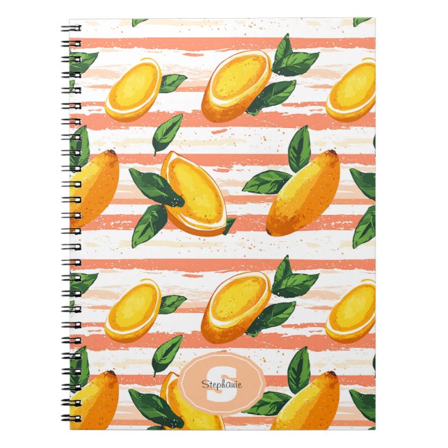 Mango Fruit Pattern with Green Leaves Notebook (Front)