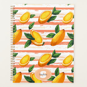 Mango Fruit Pattern with Green Leaves Planner
