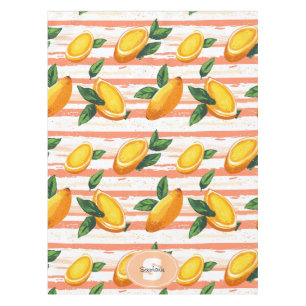 Mango Fruit Pattern with Green Leaves Tablecloth