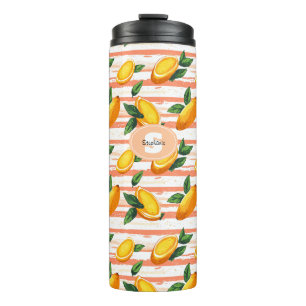 Mango Fruit Pattern with Green Leaves Thermal Tumbler