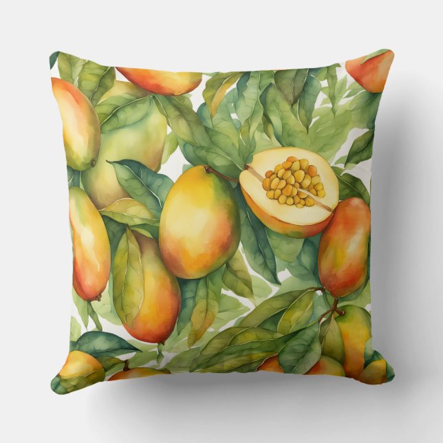 Mango Fruits and Leaves  Cushion (Back)