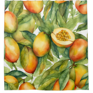 Mango Fruits and Leaves Shower Curtain