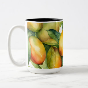 Mango Fruits and Leaves  Two-Tone Coffee Mug