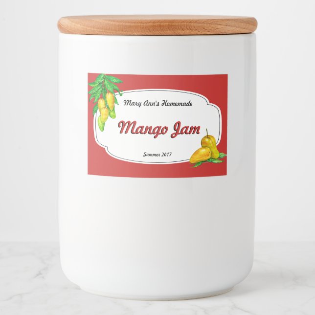 Mango Jam Canning Food Label (Front)