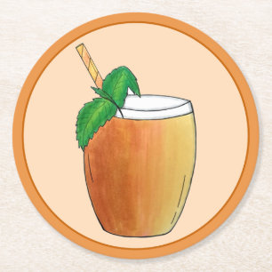 Mango Lassi Lassis Indian Food Yogurt Drink Round Paper Coaster