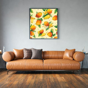 Mango Madness Tropical Watercolor Mango Pattern Poster