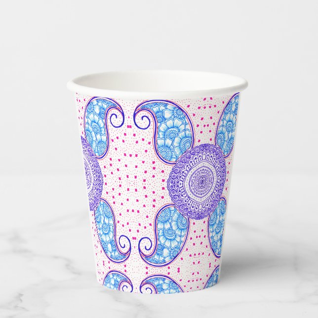 Mango Mandala Delight: Artful Paper Cup (Front)