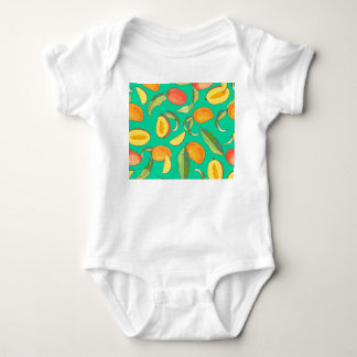 Mango Medley: Tropical Fruit Pattern Baby Bodysuit