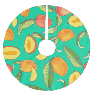 Mango Medley: Tropical Fruit Pattern Brushed Polyester Tree Skirt