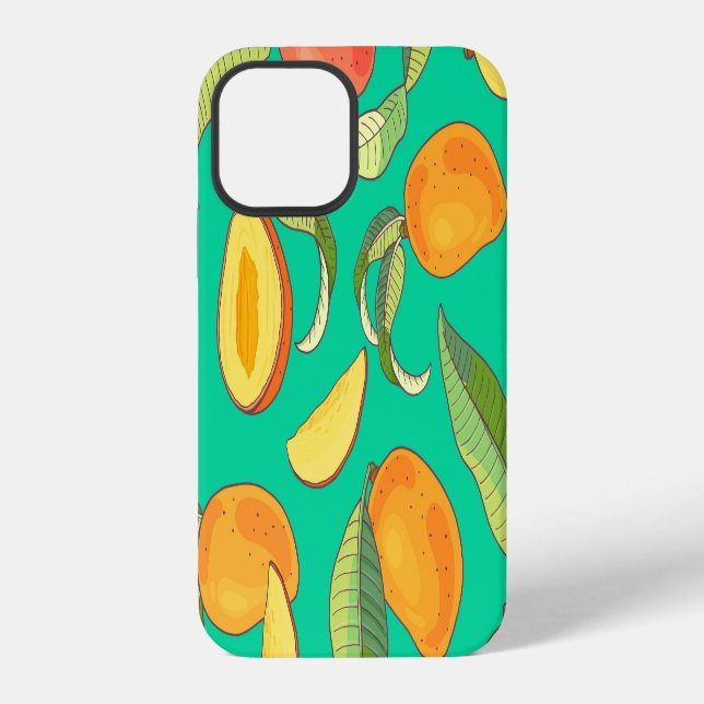 Mango Medley: Tropical Fruit Pattern iPhone Case (Back)