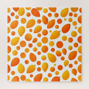 Mango Pattern Vibrant Tropical Fruits Jigsaw Puzzle