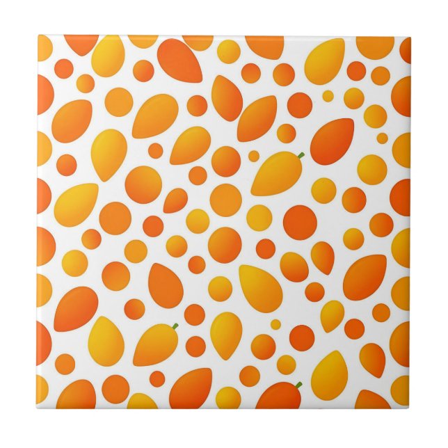 Mango Pattern Vibrant Tropical Fruits Tile (Front)
