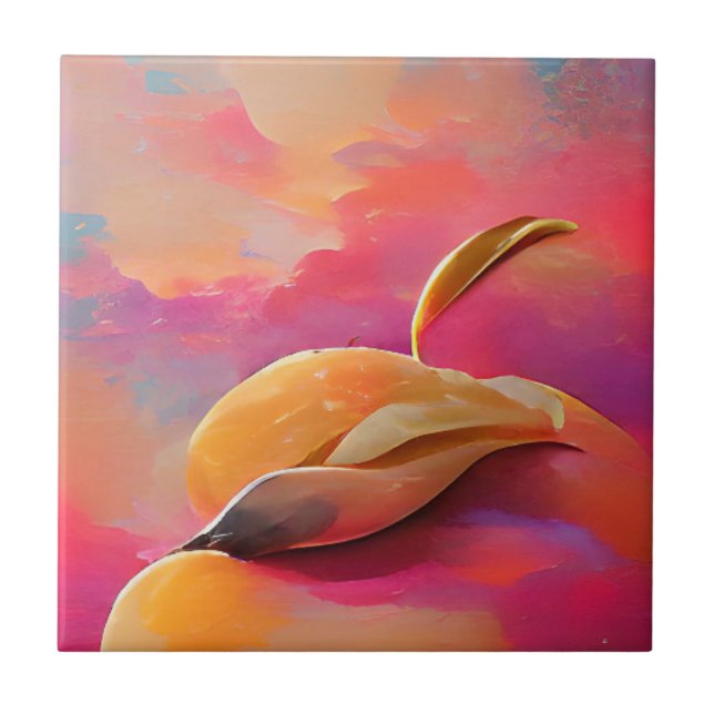 Mango peach peel abstract digital art  tile (Front)