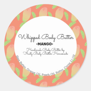 Mango Scent Butter Bath Branding Packaging Classic Round Sticker