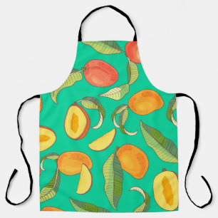 Mango. Seamless pattern with yellow and red tropic Apron