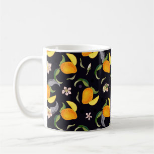 Mango. Seamless pattern with yellow and red tropic Coffee Mug