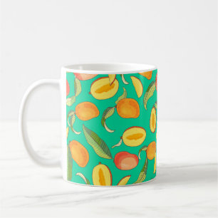 Mango. Seamless pattern with yellow and red tropic Coffee Mug