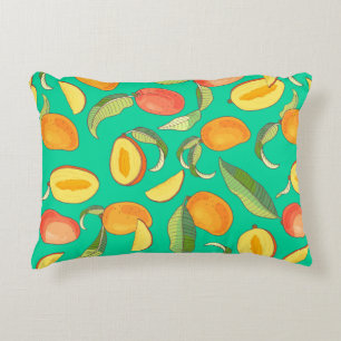 Mango. Seamless pattern with yellow and red tropic Decorative Cushion