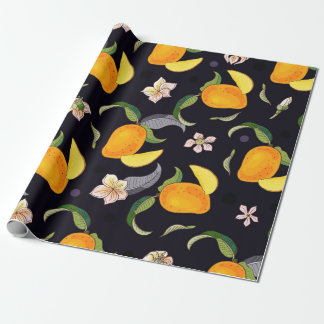 Mango. Seamless pattern with yellow and red tropic Wrapping Paper
