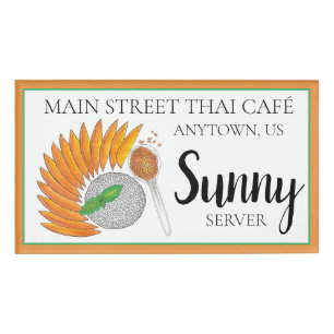 Mango Sticky Rice Dessert Thai Food Cuisine Name Tag
