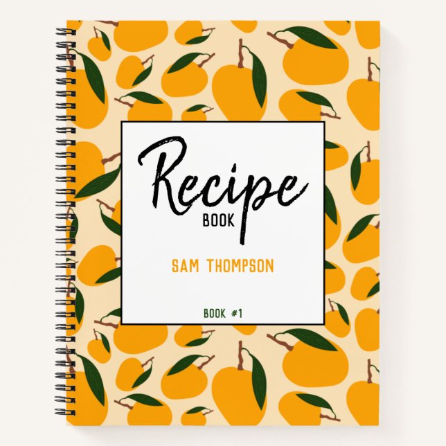 Mango Summer Fruit Pattern Recipe Blank Cookbook Notebook (Front)