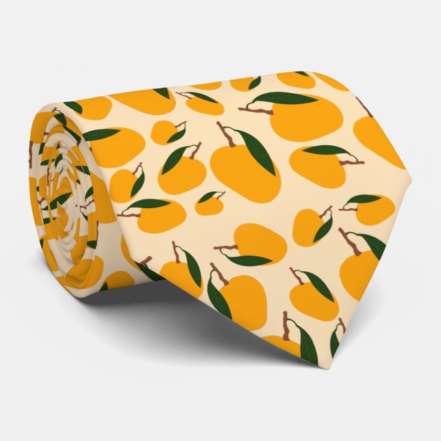 Mango Summer Fruit Pattern Tie (Rolled)