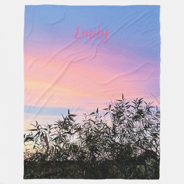 Mango Sunset Sky Blue Pink Blanket  (Front)
