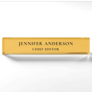 Mango Yellow Professional Modern Plain Minimalist Nameplate