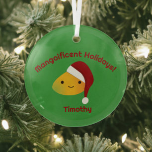 Mangoificent Holidays Santa Mango Glass Ornament