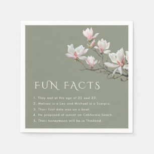 Mangolia Sage Green Fun Facts Wedding Napkin