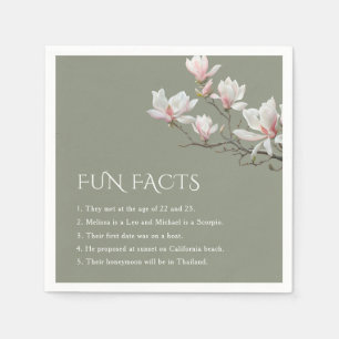 Mangolia Sage Green Fun Facts Wedding Napkin