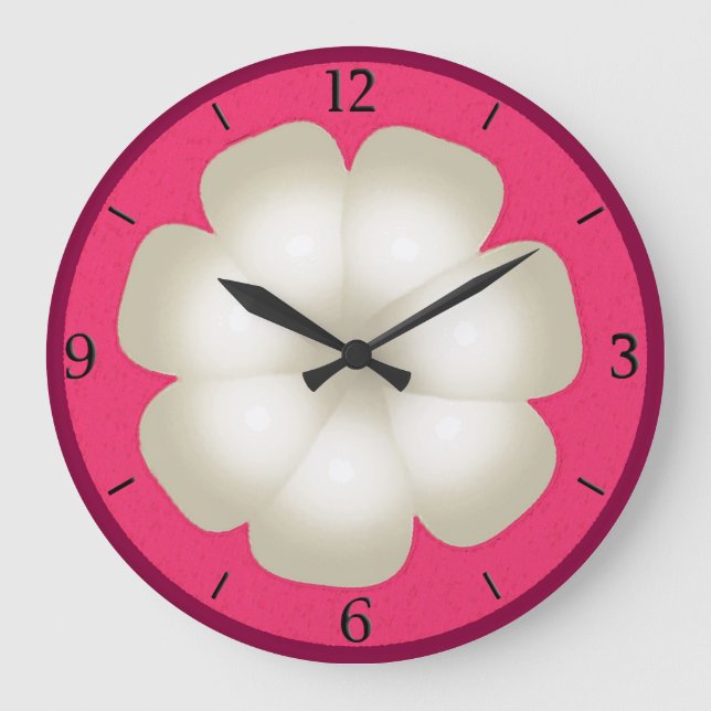 Mangosteen Stylised Exotic Fruit Slice Large Clock (Front)