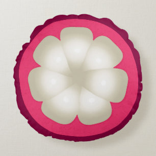 Mangosteen Stylised Exotic Fruit Slice Round Cushion