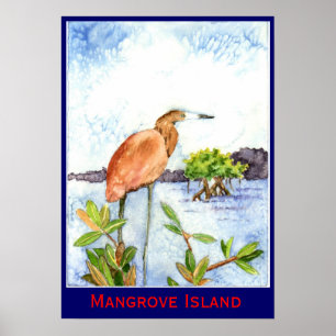 Mangrove Island Heron Poster
