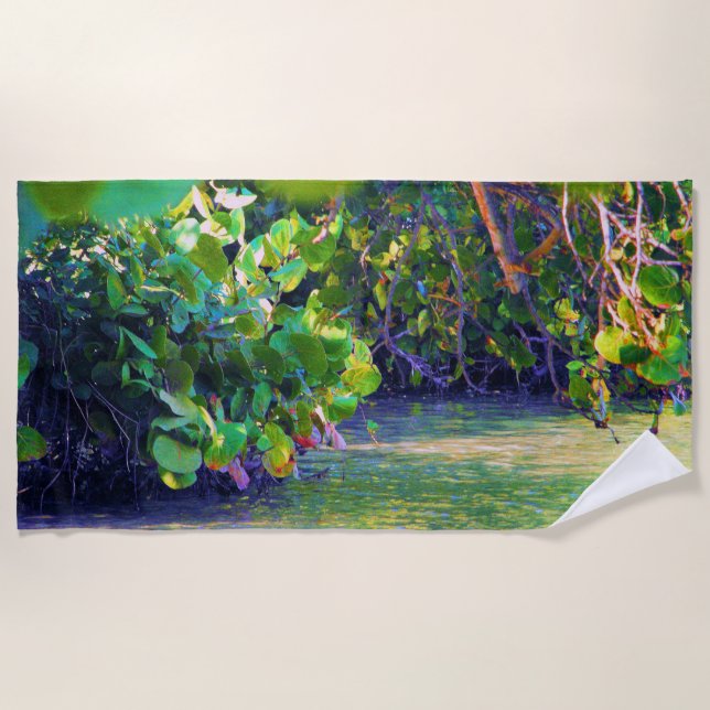 Mangrove Lagoon with Sea Grapes Beach Towel (Front)