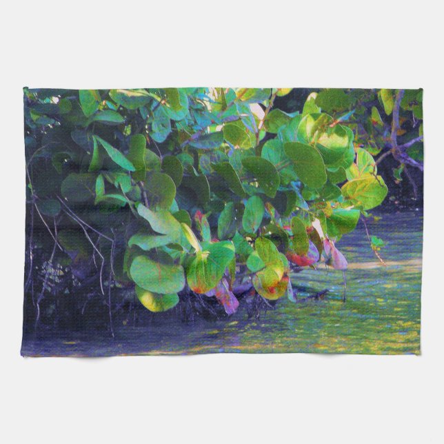 Mangrove Lagoon with Sea Grapes Tea Towel (Horizontal)
