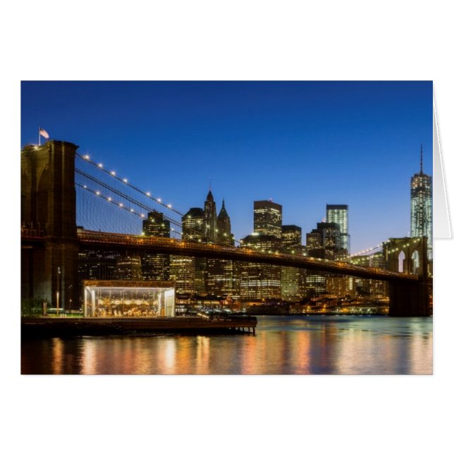 Manhattan and Brooklyn Bridge at dusk (Front Horizontal)