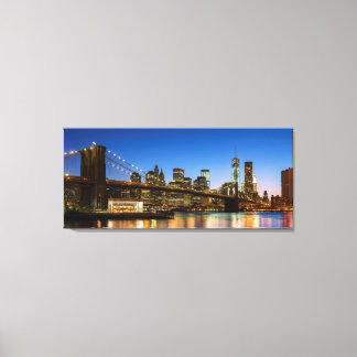 Manhattan and Brooklyn Bridge at dusk Canvas Print