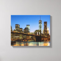 Manhattan and Brooklyn Bridge at dusk