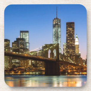 Manhattan and Brooklyn Bridge at dusk Coaster