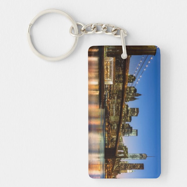Manhattan and Brooklyn Bridge at dusk Key Ring (Front)