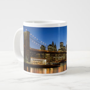 Manhattan and Brooklyn Bridge at dusk Large Coffee Mug